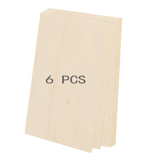 6 Pack Basswood Sheets for Crafts - 12 x 16 x 1/8 Inch - 3mm Thick Large Plywood Sheets Unfinished Bass Wood Boards for Laser Cutting, Wood Burning PONGJA