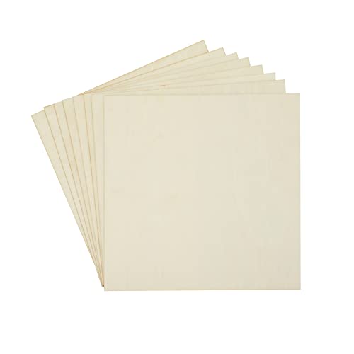 8-Pack 12x12 Wood Panels, Thin Plywood for Crafts, Painting, DIY, Art Projects, Engraving, 3 mm Birch Plywood Boards, Unfinished Wooden Signs (0.12 Bright Creations