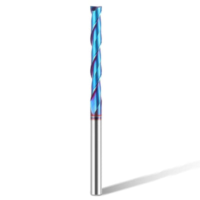 HQMaster Extra Long Spiral Router Bit 1/4 inch Shank Solid Carbide CNC Router Bit with Nano Blue Coating End Mill for Wood Cut Carving (1/4” x 1/4” x