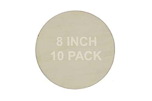 8 Inch Unfinished Round Wood Circles for Crafts, Door Hangers, Clocks, DIY Décor, Paint or Embellish – Wooden Plaque Disc Ready to Decorate | 10 Pack Creative Hobbies
