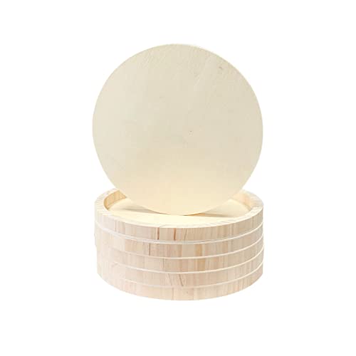 12 Inch 6 Pack Wood Art Panels Round Shaped Unfinished Wooden Canvas Panels Round Crafts Wood Plate Round Wooden Frame Oil Pouring Acrylics Painting Cregugua