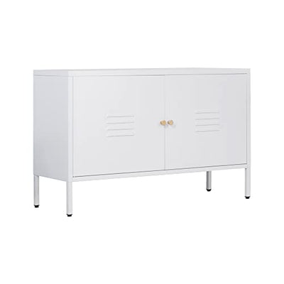 WISUNO Metal Accent Storage Cabinet for Bed Room,Living Room,Home,Hotel,Office,Garage,2-Tier, Removable Shelf (2 Door Accent Cabinet, White)