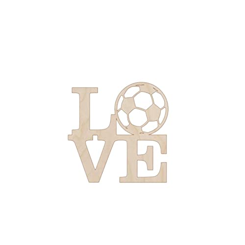 Love Soccer Wood Craft Unfinished Wooden Cutout Art DIY Wooden Sign Inspirational Wall Plaque Rustic Wall Art Decor for Home Laundry Room Kitchen Arupkeer