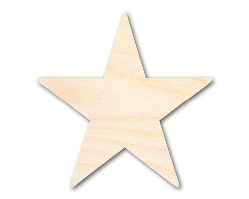 Unfinished Wood Star Shape | DIY Celestial Craft Cutout | Up to 36" 5" / 1/2" 24 Hour Crafts