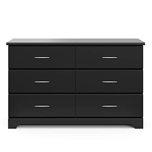 Storkcraft Brookside 6 Drawer Double Dresser (Black) – GREENGUARD Gold Certified, For Nursery, Kids Organizer, Chest of Drawers Stork Craft