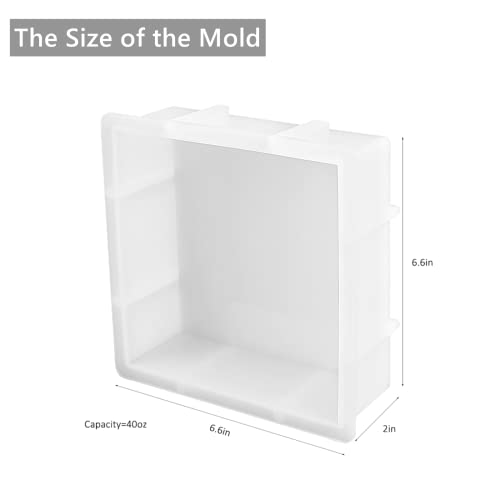 Square Silicone Molds for Resin, Large Resin Mold Glossy Deep Square Molds 6.6''x 2'' w (with 2 Small Square or Rectangular molds) Deep Epoxy Resin AOEDEO
