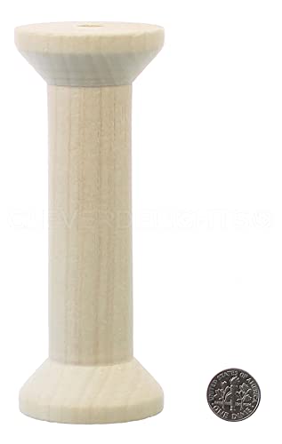 CleverDelights 5" x 1 7/8" Wood Spools - 4 Pack - Empty Craft Spools CleverDelights