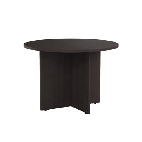 Bush Business Furniture Round Conference Table with Wood Base, Circular Meeting Room Desk for 4 Users, 42W, Storm Gray Bush Business Furniture