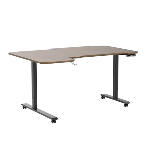 bilbil L-Shaped Electric Height Adjustable Standing Desk 59 Inches, Stand Up Rising Table for Home Office with Splice Board, Black Frame and Rustic bilbil