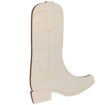Unpainted Cowboy Boot Wood Shape Decor - 7.88 x 6.81 Inches - for Arts and Crafts Woodpile Fun!