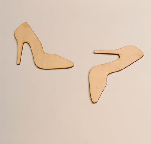 20pcs of High Heels Shaped Wood Cutouts,High Heel Shape,Wooden High Heel for Crafts and Decorations (4'') RUIXUAN
