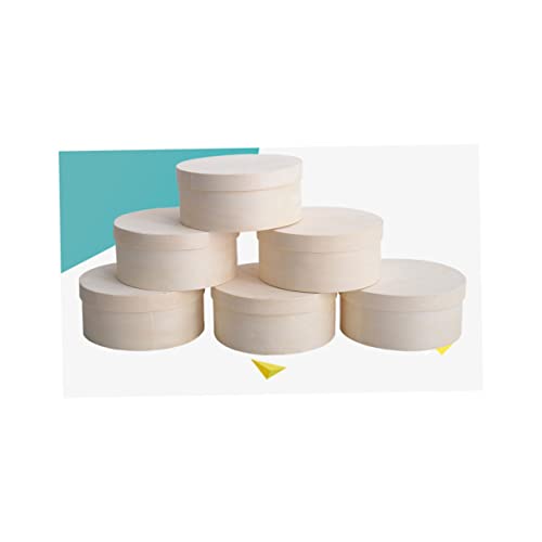 VOSAREA 2 Pcs Wooden Keepsake Box Plain Wooden Boxes Wooden Craft Box Unfinished Keepsake Box Wooden Storage Container Small Gift Box Round Wood Case VOSAREA