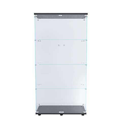 Zacis Modern 4-Tier Glass Display Cabinet with Two Doors for Living Room and Bedroom Zacis