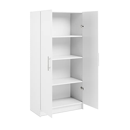 Prepac Elite 32" White Storage Cabinet with 3 Adjustable Shelves for Versatile Home Organisation Prepac