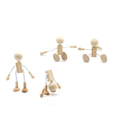 TEHAUX 16 Pcs Unfinished Wooden Doll Peg Doll Kit Wooden Peg Figures Wood Craft Supplies Plain Peg DIY Toys Robots Wooden Shapable Robot Cartoon TEHAUX