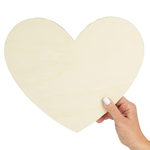 12 Inch Unfinished Wooden Hearts for Crafts, DIY Holiday Decor (6 Pack) Juvale