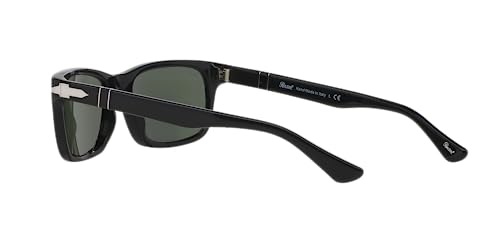 Persol PO3048S Rectangular Sunglasses, Black/Green, 55 mm Persol