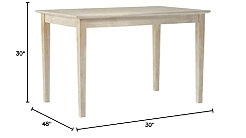 International Concepts Table Top Solid with Wood Standard Height Shaker Legs, 30 by 48-Inch, Unfinished IC International Concepts