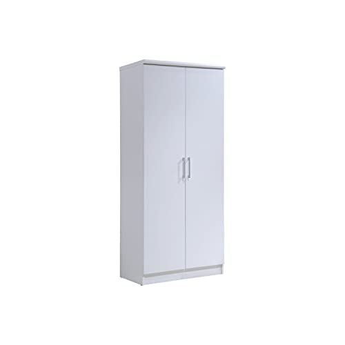 HODEDAH IMPORT Hodedah 2-Door Armoire with 4-Shelves Wardrobe, 17"D x 31.5"W x 73"H, White Hodedah