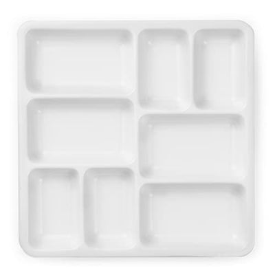 MEEDEN 8-Well Ceramic Artist Paint Palette, Square Porcelain Watercolor Palette, White Ceramic Mixing Tray for Gouache Painting, Oil Painting,