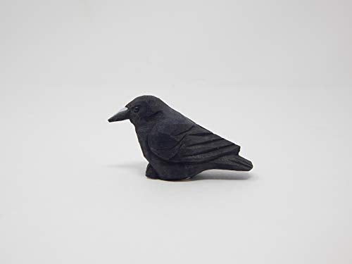 Selsela Raven Black Bird Crow Keychain Ring Hook Clip Charm Miniature Wood Mini Figurine Small Animal Selsela