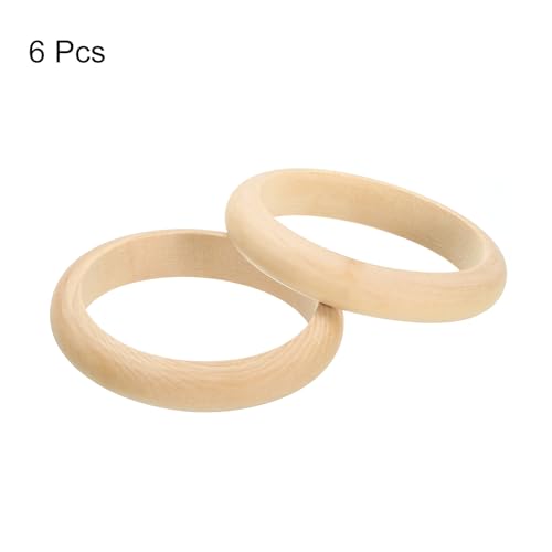 uxcell Wooden Bangle Bracelet, 6Pcs 81mm - Log Retro Macrame Rings, Unfinished Smooth Wood Circle, Wooden Rings for Crafts, Jewelry, DIY Making, Home uxcell
