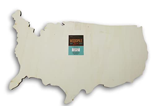 United States Wood Shape - Unfinished USA Map Cutout Wooden Plaque for Crafts - 14.75 Inches Woodpile Fun!