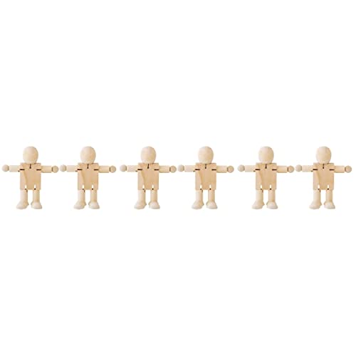 ARTIBETTER 6 Pcs Joint Puppet Toys Artist Wooden Tiny Doll Bodies Painting Graffiti Unfinished People Bodies Unfinished Wooden Robot Bodies Kids ARTIBETTER