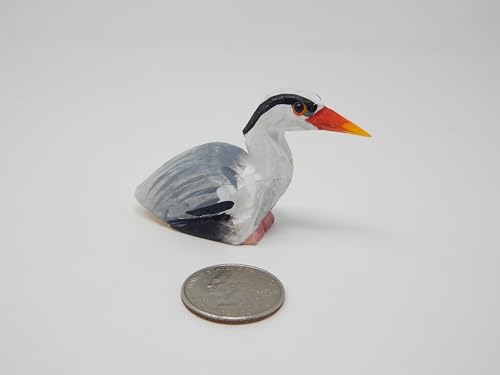 Stork Crane Heron Figurine Statue Baby Shower Decor Art Miniature Wood Carving Sculpture Small Animal Selsela