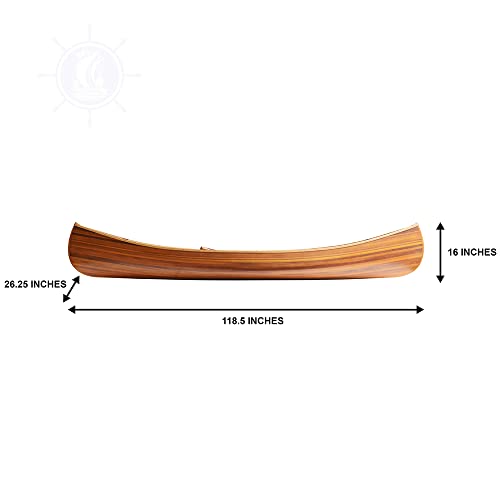 Old Modern Handicrafts Wooden Canoe with Ribs Curved Bow 10' Matte Finish for Display Old Modern Handicrafts