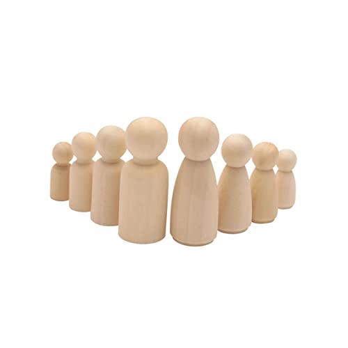 TEHAUX 50pcs Box Unfinished Wood Shape Unfinished Wooden Doll Kids DIY Gift Burlywood peg Doll Wood Figure Unfinished Dolls Kids Supplies Small Nail TEHAUX