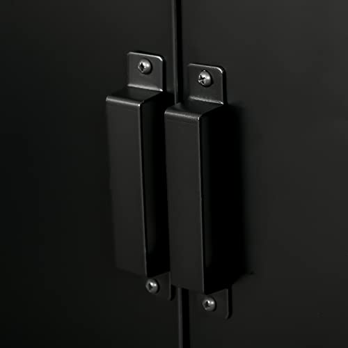 HOMCOM Industrial Storage Cabinet, Steel Garage Cabinet with Double Doors and Adjustable Shelves, Black HOMCOM