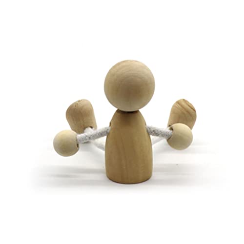 Kisangel 2 Pcs Unfinished Wood Peg Dolls Mini People Doll Robot Wooden Figures Decorative Peg Dolls Toy for Kids Painting DIY Craft Art Projects Kisangel