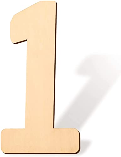 SAVITA 12 Inch Blank Wooden Number 1 Unfinished Wood Slices Sign Board for DIY Craft Projects Home Sign Wall Birthday Wedding Party Decoration (1) SAVITA