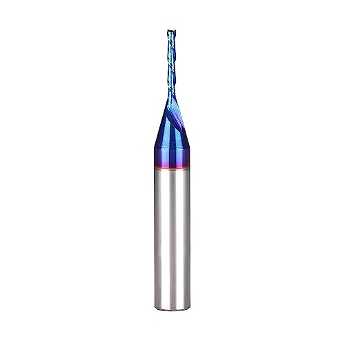 Spiral CNC Router Bits with Down Cut 1/16 inch Cutting, 1/4 inch Shank CNC Bits Solid Carbide End Mill for Wood Cut, 3D Carving Size : 1/16" X 1/2" X HZBIAO