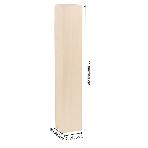 ZOENHOU 6 PCS 12 x 2 x 2 Inches Basswood for Carving, Premium Unfinished Basswood Carving Whittling Blocks, Balsa Wood Blocks for Whittling Carving ZOENHOU