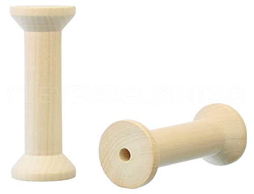 CleverDelights 5" x 1 7/8" Wood Spools - 4 Pack - Empty Craft Spools CleverDelights