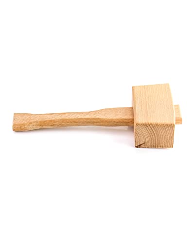 QWORK Wooden Mallet, 9.5" Manual Ice Hammer Mallet Beech Solid Carpenter Wood Hammer Woodworking Hand Tool QWORK