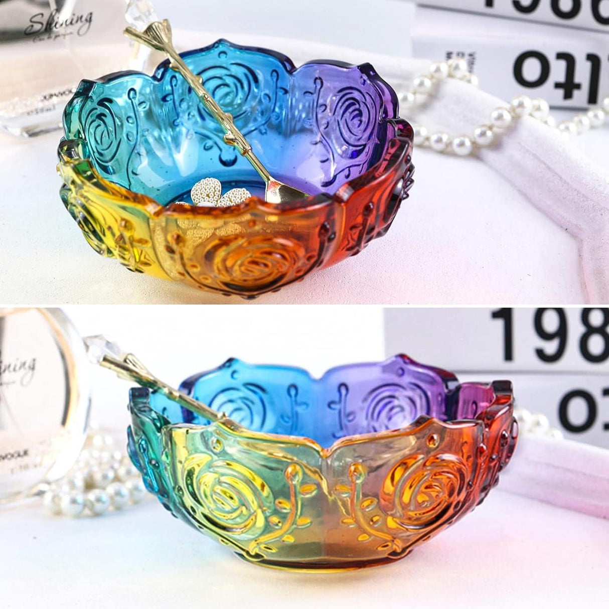 2PCS Flower Tray Resin Mold, Lotus Bowl Silicone Mold for Epoxy Resin Casting, Unique Resin Concrete Mold for DIY Jewelry Holder Trinket Container WoodArtSupply