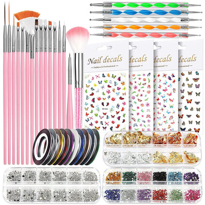 Beginners, Nail Art Supplies with Nail Art Brushes, Nail Dotting Tools, Nail Art Stickers