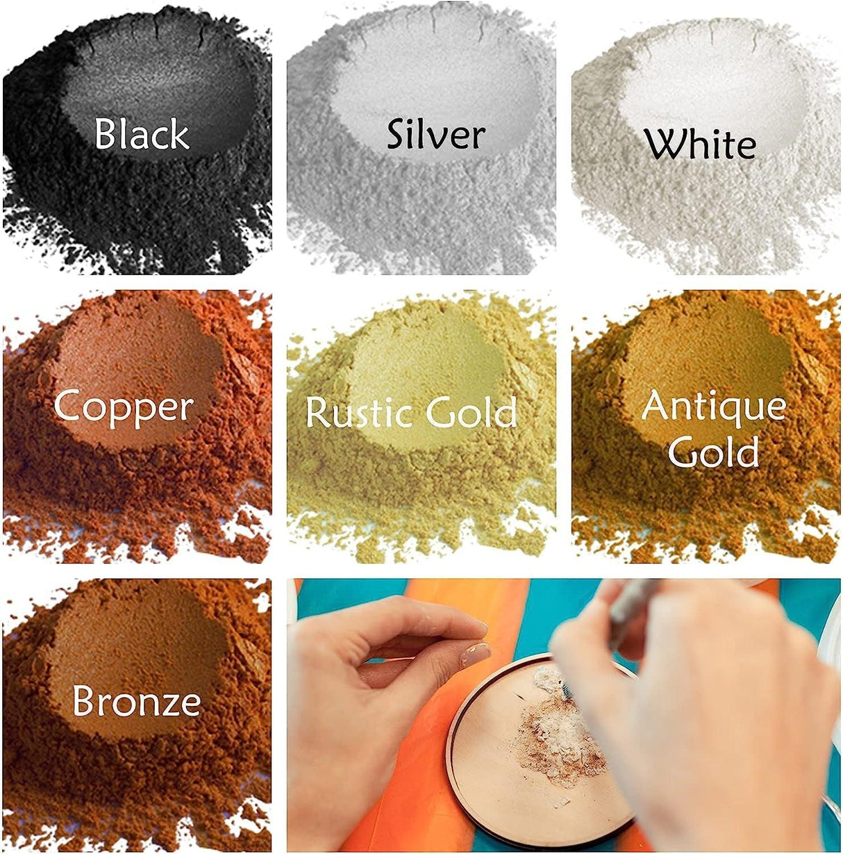 Metallic Pigment Powder for Epoxy Resin, Copper/Silver/Gold Metallic Powder and Black/Pearl White Mica Powder, Fine Real Mica Metal Dye for Kintsugi, WoodArtSupply
