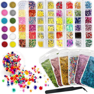 Cellluck Decoration Kit for Resin, Jewelry Making Supplies with Resin Glitters, Sequins, Fruit Slices and Dried Flowers for Resin Art,