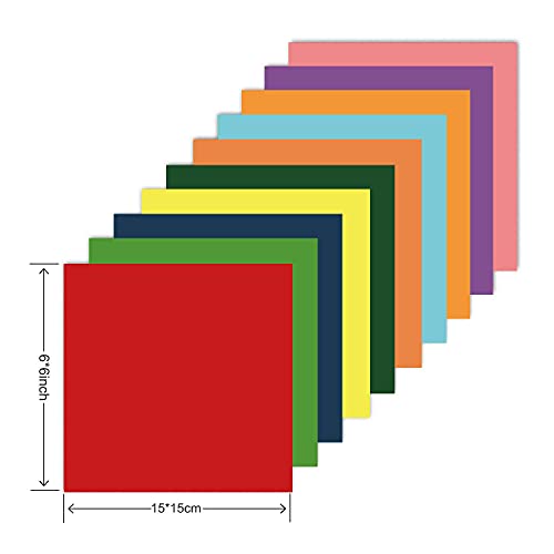Origami Paper Double Sided Color - 200 Sheets - 20 Colors - 6 Inch Square Easy Fold Paper for Beginner BUBU