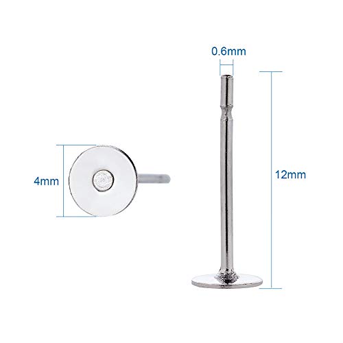 Craftdady 500Pcs Stainless Steel Earring Posts 4mm Flat Pad Blank Tray Stud Earrings for Earring Jewelry Making Craftdady