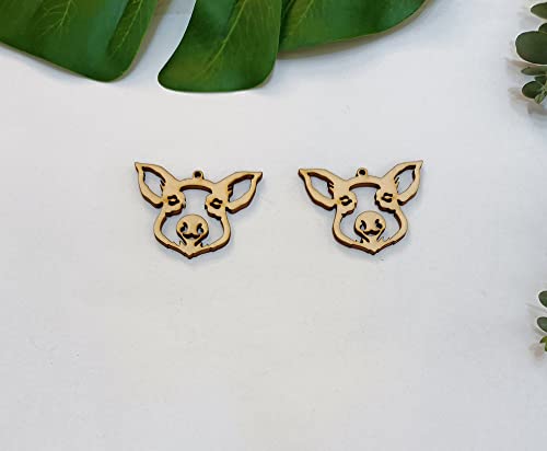 30pcs of Pig Wood Earring Blanks,DIY Farmhouse Wood Earrings Blanks for Craft Jewelry Making(2'') Yuxuanish