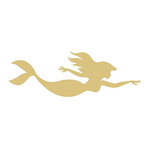 Mermaid Cutout Unfinished Wood Summer Birthday Party Beach House Nautical Door Hanger MDF Shape Canvas Style 17 (6") Diverse Woodworking