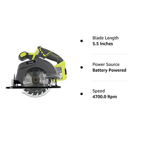 Ryobi One P505 18V Lithium Ion Cordless 5 1/2" 4,700 RPM Circular Saw (Battery Not Included, Power Tool Only), Green RYOBI