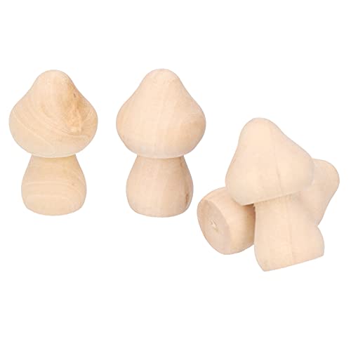 60 Pcs Wooden Mushrooms Small Unfinished Mushrooms, Unpainted Wood Mushroom Figures Embellishments Decorations for Home Garden Miniature Ornaments Restokki