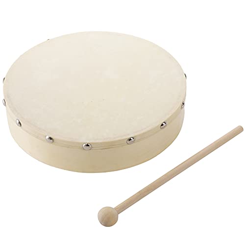 Foraineam 10 Inch & 8 Inch Hand Drum Musical Hand Percussion Wood Frame Drum with Drum Stick Foraineam