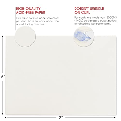 Blank Watercolor Cards with Envelopes NOT FOLDED - 30 Pack : 30 Postcards and 30 Envelopes 5x7" - Watercolor Postcards 300GSM - DIY Thank You Card, Zenacolor